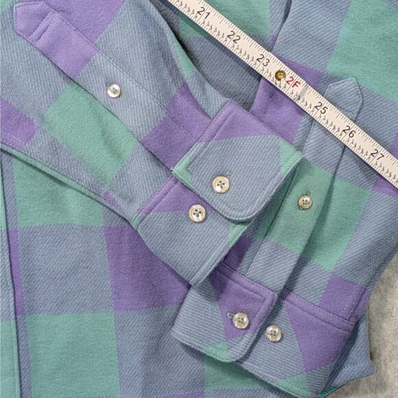 NWT Chubbies The Pic-a-nic Overshirt Plaid Flannel Mens M Green Purple - Picture 9 of 12